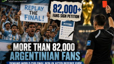 Argentina fans protest controversial refereeing decisions during the FIFA World Cup final against Spain.
